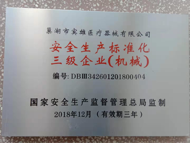 安全生產(chǎn)標(biāo)準化三級企業(yè)（機械）